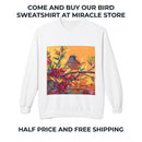 Bird on Branch Crewneck Sweatshirt — Colorful Songbird Art Pullover Printify