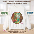 Crewneck Sweatshirt — Serene Asian Garden Window Scene Printify