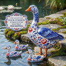 Decorative Duck Pillow Cover — Blue Delft Goose Garden Accent Printify