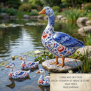 Decorative Duck Pillow Cover — Blue Delft Goose Garden Accent Printify