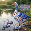Decorative Duck Pillow Cover — Blue Delft Goose Garden Accent Printify
