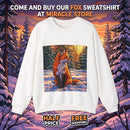 Fox Winter Crewneck Sweatshirt — Sunset Forest Fox Graphic Printify