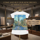 Canal Cityscape T-Shirt Dress — Impressionist Amsterdam Canal Print Printify