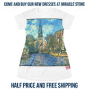 Canal Cityscape T-Shirt Dress — Impressionist Amsterdam Canal Print Printify