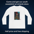Youth Long Sleeve Tee – Whimsical Red-Haired Mermaid with Butterflies Art Printify