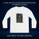 Youth Long Sleeve Tee – Whimsical Red-Haired Mermaid with Butterflies Art Printify