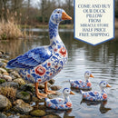 Decorative Duck Pillow Cover — Blue Delft Goose Garden Accent Printify