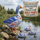 Decorative Duck Pillow Cover — Blue Delft Goose Garden Accent Printify