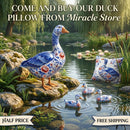 Decorative Duck Pillow Cover — Blue Delft Goose Garden Accent Printify