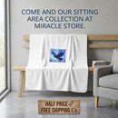 Raven Sky Sherpa Fleece Blanket — Cozy Blue Crow Design Printify