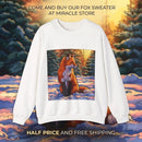 Fox Winter Crewneck Sweatshirt — Sunset Forest Fox Graphic Printify