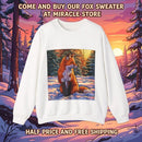 Fox Winter Crewneck Sweatshirt — Sunset Forest Fox Graphic Printify