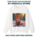 Fox Winter Crewneck Sweatshirt — Sunset Forest Fox Graphic Printify