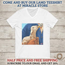 Lamb Bottle-Feeding V-Neck Tee — Cute Farm Animal Lover Shirt Printify