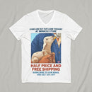 Lamb Bottle-Feeding V-Neck Tee — Cute Farm Animal Lover Shirt Printify
