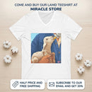 Lamb Bottle-Feeding V-Neck Tee — Cute Farm Animal Lover Shirt Printify
