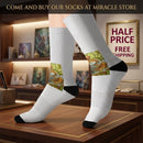 Autumn Harvest Sublimation Socks — Pumpkin & Leaves Crew Socks Printify