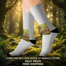 Autumn Harvest Sublimation Socks — Pumpkin & Leaves Crew Socks Printify