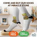 Autumn Harvest Sublimation Socks — Pumpkin & Leaves Crew Socks Printify