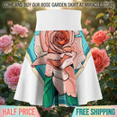 Rose Garden Skater Skirt — Floral Pink Rose AOP Skirt Printify