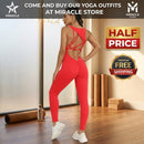 Yoga Jumpsuit V-shaped Back Design Sleeveless Fitness Running Sportswear Stretch Tights Pants For Womens Clothing